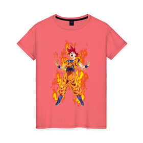 Женская футболка хлопок с принтом Dragon Ball в Тюмени, 100% хлопок | прямой крой, круглый вырез горловины, длина до линии бедер, слегка спущенное плечо | anime | dragon ball | goku | драгон болл