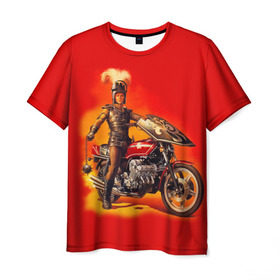 Мужская футболка 3D с принтом Всадник в Тюмени, 100% полиэфир | прямой крой, круглый вырез горловины, длина до линии бедер | bike | harley | honda | kawasaki | moto | suzuki | yamaha | байкер | всадник | мотоцикл | рыцарь
