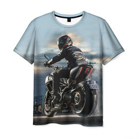 Мужская футболка 3D с принтом Ducati в Тюмени, 100% полиэфир | прямой крой, круглый вырез горловины, длина до линии бедер | Тематика изображения на принте: bike | ducati | harley | honda | moto | suzuki | yamaha | байк | мотоцикл | спорт