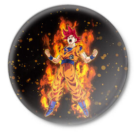 Значок с принтом Dragon Ball в Тюмени,  металл | круглая форма, металлическая застежка в виде булавки | Тематика изображения на принте: anime | dragon ball | goku | драгон болл