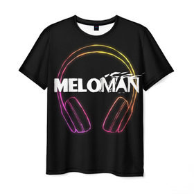 Мужская футболка 3D с принтом Меломан (Black) в Тюмени, 100% полиэфир | прямой крой, круглый вырез горловины, длина до линии бедер | Тематика изображения на принте: meloman | меломан | музыка | наушники