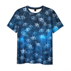 Мужская футболка 3D с принтом Летающие макаронные монстры в Тюмени, 100% полиэфир | прямой крой, круглый вырез горловины, длина до линии бедер | галактикаб паттерн | звезды | космос | лапша | лмм | мем | пастафарианство | спагетти | тефтели | фрикадельки