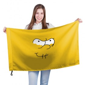 Флаг 3D с принтом Simpsons Lemon Face в Тюмени, 100% полиэстер | плотность ткани — 95 г/м2, размер — 67 х 109 см. Принт наносится с одной стороны | лимонное | лицо | симпсоны