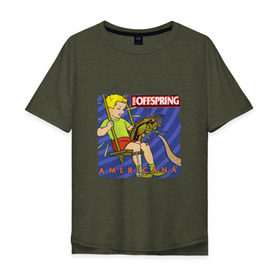 Мужская футболка хлопок Oversize с принтом The Offspring - americana в Тюмени, 100% хлопок | свободный крой, круглый ворот, “спинка” длиннее передней части | the offspring | качели | офспринг | оффспринг | рок | таракан | щупальце