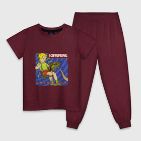 Детская пижама хлопок с принтом The Offspring - americana в Тюмени, 100% хлопок |  брюки и футболка прямого кроя, без карманов, на брюках мягкая резинка на поясе и по низу штанин
 | the offspring | качели | офспринг | оффспринг | рок | таракан | щупальце
