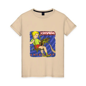 Женская футболка хлопок с принтом The Offspring - americana в Тюмени, 100% хлопок | прямой крой, круглый вырез горловины, длина до линии бедер, слегка спущенное плечо | the offspring | качели | офспринг | оффспринг | рок | таракан | щупальце