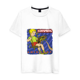 Мужская футболка хлопок с принтом The Offspring - americana в Тюмени, 100% хлопок | прямой крой, круглый вырез горловины, длина до линии бедер, слегка спущенное плечо. | the offspring | качели | офспринг | оффспринг | рок | таракан | щупальце