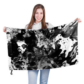 Флаг 3D с принтом Чёрная краска в Тюмени, 100% полиэстер | плотность ткани — 95 г/м2, размер — 67 х 109 см. Принт наносится с одной стороны | abstraction | color | spray | tie dye | абстракция | акварель | живопись | искусство | краски | текстуры | цветные краски | яркие цвета