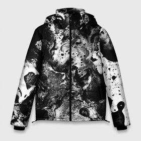 Мужская зимняя куртка 3D с принтом Чёрная краска в Тюмени, верх — 100% полиэстер; подкладка — 100% полиэстер; утеплитель — 100% полиэстер | длина ниже бедра, свободный силуэт Оверсайз. Есть воротник-стойка, отстегивающийся капюшон и ветрозащитная планка. 

Боковые карманы с листочкой на кнопках и внутренний карман на молнии. | abstraction | color | spray | tie dye | абстракция | акварель | живопись | искусство | краски | текстуры | цветные краски | яркие цвета