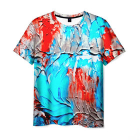 Мужская футболка 3D с принтом Буйство красок в Тюмени, 100% полиэфир | прямой крой, круглый вырез горловины, длина до линии бедер | abstraction | color | spray | tie dye | абстракция | акварель | живопись | искусство | краски | текстуры | цветные краски | яркие цвета