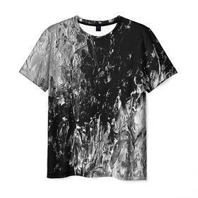 Мужская футболка 3D с принтом GRAY&BLACK в Тюмени, 100% полиэфир | прямой крой, круглый вырез горловины, длина до линии бедер | abstraction | color | spray | tie dye | абстракция | акварель | живопись | искусство | краски | текстуры | цветные краски | яркие цвета