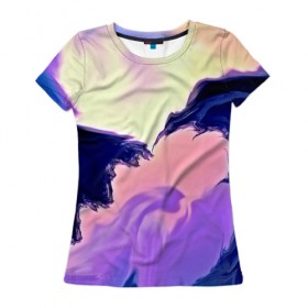 Женская футболка 3D с принтом Абстрактный мир в Тюмени, 100% полиэфир ( синтетическое хлопкоподобное полотно) | прямой крой, круглый вырез горловины, длина до линии бедер | abstraction | color | spray | tie dye | абстракция | акварель | живопись | искусство | краски | текстуры | цветные краски | яркие цвета