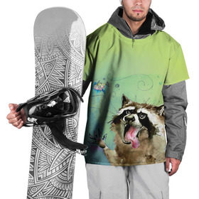 Накидка на куртку 3D с принтом Енот и рыбка в Тюмени, 100% полиэстер |  | енот | животное | зверь | природа | рыба | рыбка
