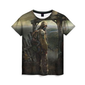 Женская футболка 3D с принтом Stalker в Тюмени, 100% полиэфир ( синтетическое хлопкоподобное полотно) | прямой крой, круглый вырез горловины, длина до линии бедер | stalker | сталкер