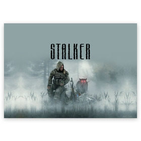 Поздравительная открытка с принтом Stalker в Тюмени, 100% бумага | плотность бумаги 280 г/м2, матовая, на обратной стороне линовка и место для марки
 | stalker | сталкер
