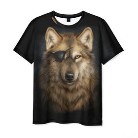 Мужская футболка 3D с принтом Морской волк в Тюмени, 100% полиэфир | прямой крой, круглый вырез горловины, длина до линии бедер | волк | глаз | животное | зверь | корабль | моряк | пират | собака | флот | хищник
