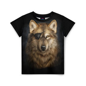 Детская футболка 3D с принтом Морской волк в Тюмени, 100% гипоаллергенный полиэфир | прямой крой, круглый вырез горловины, длина до линии бедер, чуть спущенное плечо, ткань немного тянется | волк | глаз | животное | зверь | корабль | моряк | пират | собака | флот | хищник