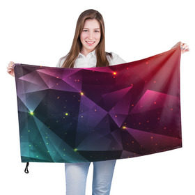 Флаг 3D с принтом Colorful triangles в Тюмени, 100% полиэстер | плотность ткани — 95 г/м2, размер — 67 х 109 см. Принт наносится с одной стороны | polygonal | абстракция | текстура