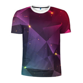 Мужская футболка 3D спортивная с принтом Colorful triangles в Тюмени, 100% полиэстер с улучшенными характеристиками | приталенный силуэт, круглая горловина, широкие плечи, сужается к линии бедра | polygonal | абстракция | текстура