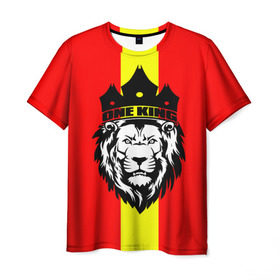 Мужская футболка 3D с принтом One King в Тюмени, 100% полиэфир | прямой крой, круглый вырез горловины, длина до линии бедер | king | leo | зверь | король | кошка | лев | природа | хищник | царь