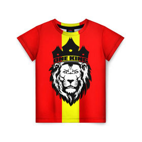 Детская футболка 3D с принтом One King в Тюмени, 100% гипоаллергенный полиэфир | прямой крой, круглый вырез горловины, длина до линии бедер, чуть спущенное плечо, ткань немного тянется | Тематика изображения на принте: king | leo | зверь | король | кошка | лев | природа | хищник | царь