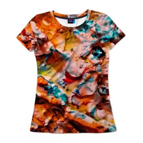 Женская футболка 3D с принтом Tie-Dye в Тюмени, 100% полиэфир ( синтетическое хлопкоподобное полотно) | прямой крой, круглый вырез горловины, длина до линии бедер | abstraction | color | spray | tie dye | абстракция | акварель | живопись | искусство | краски | текстуры | цветные краски | яркие цвета