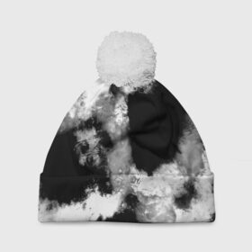 Шапка 3D c помпоном с принтом Black and White color в Тюмени, 100% полиэстер | универсальный размер, печать по всей поверхности изделия | 