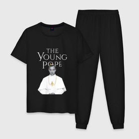 Мужская пижама хлопок с принтом Молодой Папа | The Young Pope в Тюмени, 100% хлопок | брюки и футболка прямого кроя, без карманов, на брюках мягкая резинка на поясе и по низу штанин
 | Тематика изображения на принте: the young pope | джуд лоу | молодой папа