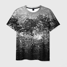 Мужская футболка 3D с принтом Чёрно белый цвет в Тюмени, 100% полиэфир | прямой крой, круглый вырез горловины, длина до линии бедер | abstraction | color | spray | tie dye | абстракция | акварель | живопись | искусство | краски | текстуры