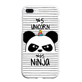 Чехол для iPhone 7Plus/8 Plus матовый с принтом 5% Единорог 95% Ниндзя в Тюмени, Силикон | Область печати: задняя сторона чехла, без боковых панелей | animals | ninja | panda | rainbow | stripes | единорог | животные | зверь | линии | ниндзя | панда | полосы | радуга | самурай