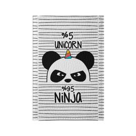 Обложка для паспорта матовая кожа с принтом 5% Единорог 95% Ниндзя в Тюмени, натуральная матовая кожа | размер 19,3 х 13,7 см; прозрачные пластиковые крепления | animals | ninja | panda | rainbow | stripes | единорог | животные | зверь | линии | ниндзя | панда | полосы | радуга | самурай
