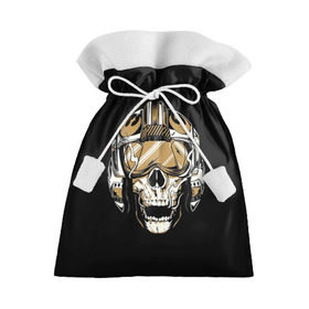 Подарочный 3D мешок с принтом Ангел из ада в Тюмени, 100% полиэстер | Размер: 29*39 см | белый | дьявол | каска | пилот | череп | черный