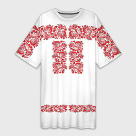 Платье-футболка 3D с принтом Вышиванка в Тюмени,  |  | белорусская | вышиванка | древнерусская | к празднику | косоворотка | красные | масленица | национальная одежда | патриотическая | рубаха | русская | узоры | украинская