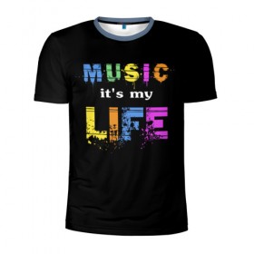 Мужская футболка 3D спортивная с принтом Музыка - моя жизнь в Тюмени, 100% полиэстер с улучшенными характеристиками | приталенный силуэт, круглая горловина, широкие плечи, сужается к линии бедра | Тематика изображения на принте: color | music | краска | музыка | печать | принт | цвет