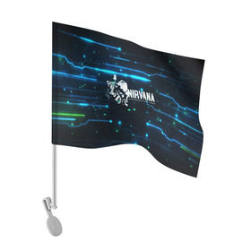 Флаг для автомобиля с принтом Схема Nirvana (Курт Кобейн) в Тюмени, 100% полиэстер | Размер: 30*21 см | Тематика изображения на принте: kurt cobain | микросхема | нирвана | плата