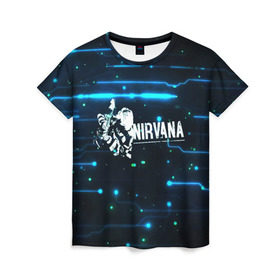 Женская футболка 3D с принтом Схема Nirvana (Курт Кобейн) в Тюмени, 100% полиэфир ( синтетическое хлопкоподобное полотно) | прямой крой, круглый вырез горловины, длина до линии бедер | Тематика изображения на принте: kurt cobain | микросхема | нирвана | плата