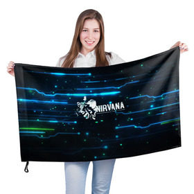 Флаг 3D с принтом Схема Nirvana (Курт Кобейн) в Тюмени, 100% полиэстер | плотность ткани — 95 г/м2, размер — 67 х 109 см. Принт наносится с одной стороны | Тематика изображения на принте: kurt cobain | микросхема | нирвана | плата