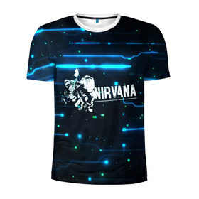 Мужская футболка 3D спортивная с принтом Схема Nirvana (Курт Кобейн) в Тюмени, 100% полиэстер с улучшенными характеристиками | приталенный силуэт, круглая горловина, широкие плечи, сужается к линии бедра | kurt cobain | микросхема | нирвана | плата