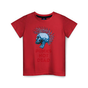 Детская футболка хлопок с принтом Punks not dead в Тюмени, 100% хлопок | круглый вырез горловины, полуприлегающий силуэт, длина до линии бедер | music | punk | rock | skull | музыка | панк | рок | череп | черепа
