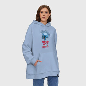 Худи SuperOversize хлопок с принтом Punks not dead в Тюмени, 70% хлопок, 30% полиэстер, мягкий начес внутри | карман-кенгуру, эластичная резинка на манжетах и по нижней кромке, двухслойный капюшон
 | music | punk | rock | skull | музыка | панк | рок | череп | черепа