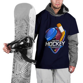 Накидка на куртку 3D с принтом Hockey в Тюмени, 100% полиэстер |  | Тематика изображения на принте: bandy | hockey | клюшка | коньки | лед | спорт | хоккей