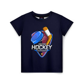 Детская футболка 3D с принтом Hockey в Тюмени, 100% гипоаллергенный полиэфир | прямой крой, круглый вырез горловины, длина до линии бедер, чуть спущенное плечо, ткань немного тянется | bandy | hockey | клюшка | коньки | лед | спорт | хоккей