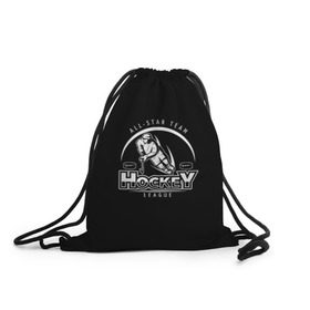 Рюкзак-мешок 3D с принтом Hockey League в Тюмени, 100% полиэстер | плотность ткани — 200 г/м2, размер — 35 х 45 см; лямки — толстые шнурки, застежка на шнуровке, без карманов и подкладки | bandy | hockey | клюшка | коньки | лед | спорт | хоккей
