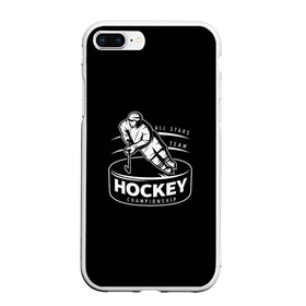 Чехол для iPhone 7Plus/8 Plus матовый с принтом Championship Hockey! в Тюмени, Силикон | Область печати: задняя сторона чехла, без боковых панелей | Тематика изображения на принте: bandy | hockey | клюшка | коньки | лед | спорт | хоккей