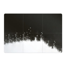 Магнитный плакат 3Х2 с принтом Ночная полянка в Тюмени, Полимерный материал с магнитным слоем | 6 деталей размером 9*9 см | Тематика изображения на принте: бабочки | белый | кусты | ночь | цветы | чб | черно белое | черный