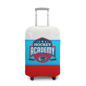 Чехол для чемодана 3D с принтом Академия хоккея в Тюмени, 86% полиэфир, 14% спандекс | двустороннее нанесение принта, прорези для ручек и колес | bandy | hockey | клюшка | коньки | лед | россия | русский хоккей | спорт | хоккей