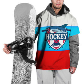 Накидка на куртку 3D с принтом Акула хоккея в Тюмени, 100% полиэстер |  | bandy | hockey | клюшка | коньки | лед | россия | русский хоккей | спорт | хоккей