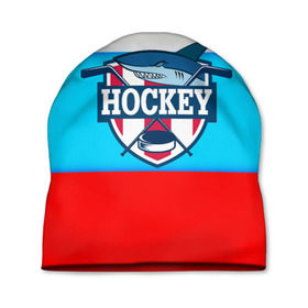 Шапка 3D с принтом Акула хоккея в Тюмени, 100% полиэстер | универсальный размер, печать по всей поверхности изделия | bandy | hockey | клюшка | коньки | лед | россия | русский хоккей | спорт | хоккей