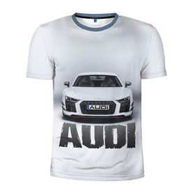 Мужская футболка 3D спортивная с принтом Audi серебро в Тюмени, 100% полиэстер с улучшенными характеристиками | приталенный силуэт, круглая горловина, широкие плечи, сужается к линии бедра | ауди | машина