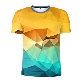 Мужская футболка 3D спортивная с принтом Битва геометрий в Тюмени, 100% полиэстер с улучшенными характеристиками | приталенный силуэт, круглая горловина, широкие плечи, сужается к линии бедра | polygon | абстракция | геометрия | текстуры | треугольники